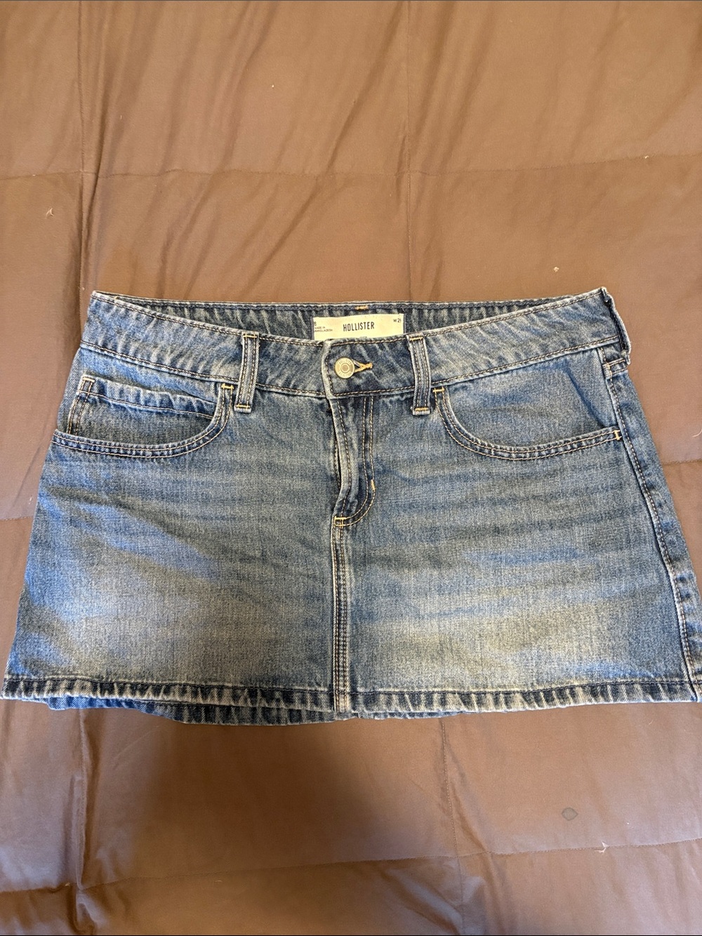 Hollister Light Blue Washed Denim Mini Skirt